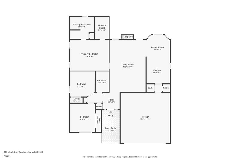 1,700/Mo, 939 Maple Leaf Rdg Jonesboro, GA 30238 Floor Plan View