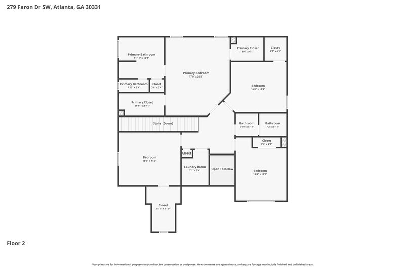 2,575/Mo, 279 Faron Dr Atlanta, GA 30331 Floor Plan View 2