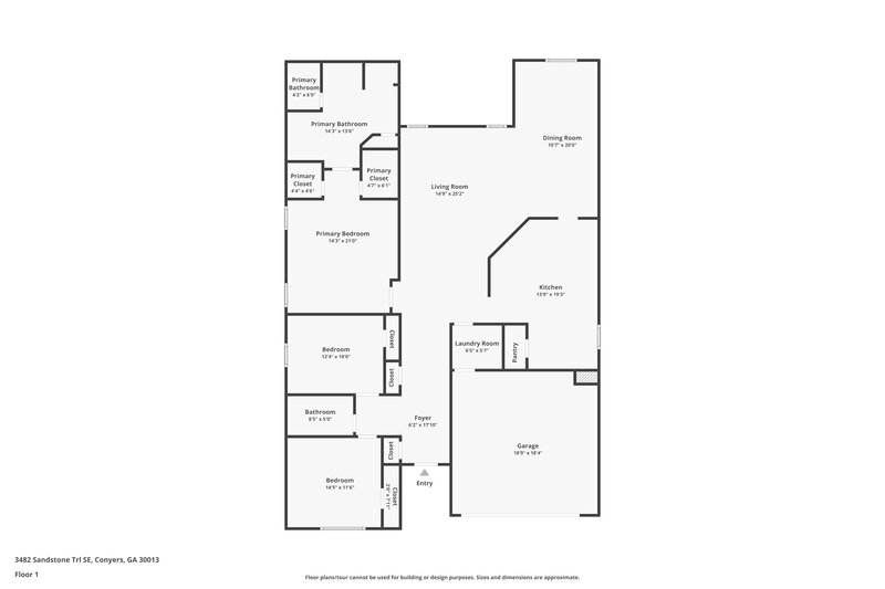 1,770/Mo, 3482 Sandstone Trl SE Conyers, GA 30013 Floor Plan View
