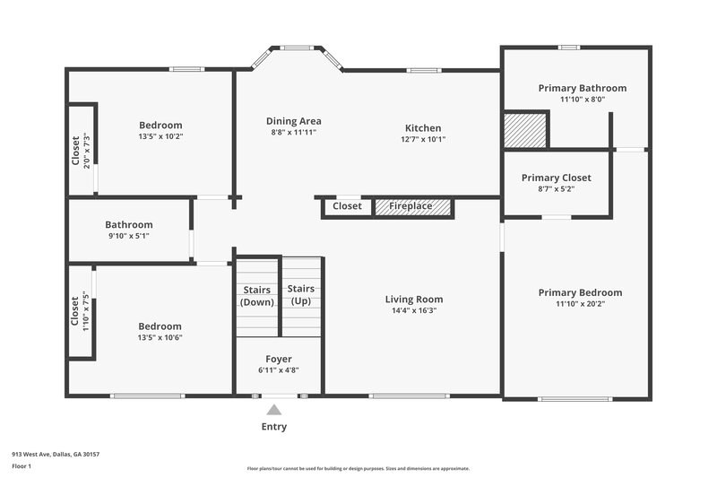 1,970/Mo, 913 West Avenue Dallas, GA 30157 Floor Plan View 2