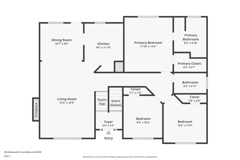 2,030/Mo, 706 Rosewood Cir Jonesboro, GA 30238 Floorplan View
