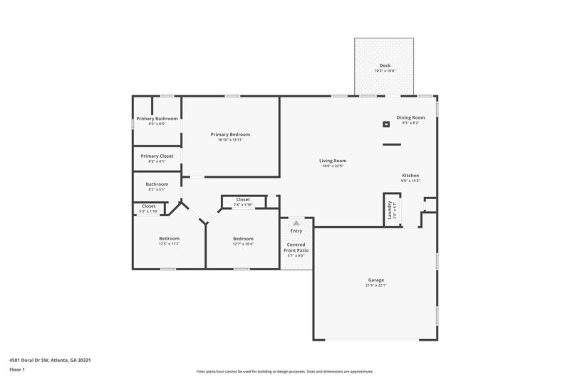 1,985/Mo, 4581 Doral Dr SW Atlanta, GA 30331 Floor Plan View
