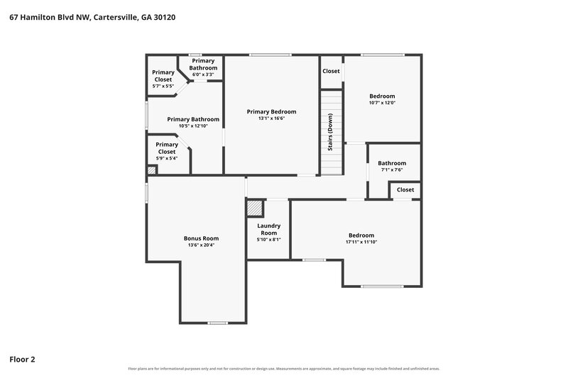 2,035/Mo, 67 Hamilton Blvd Cartersville, GA 30120 Floor Plan View