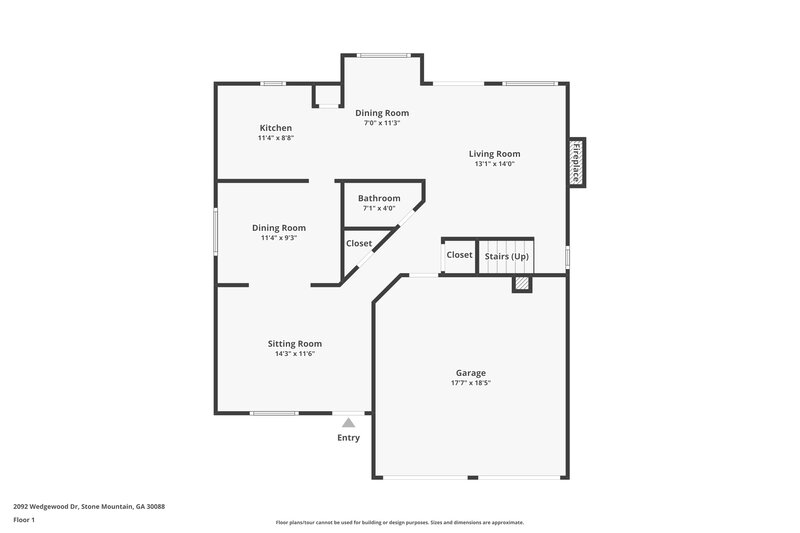 2,250/Mo, 2092 Wedgewood Dr Stone Mountain, GA 30088 Floor Plan View