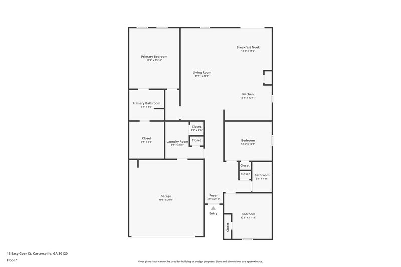 1,855/Mo, 13 Easy Goer Court Cartersville, GA 30120 Floor Plan View