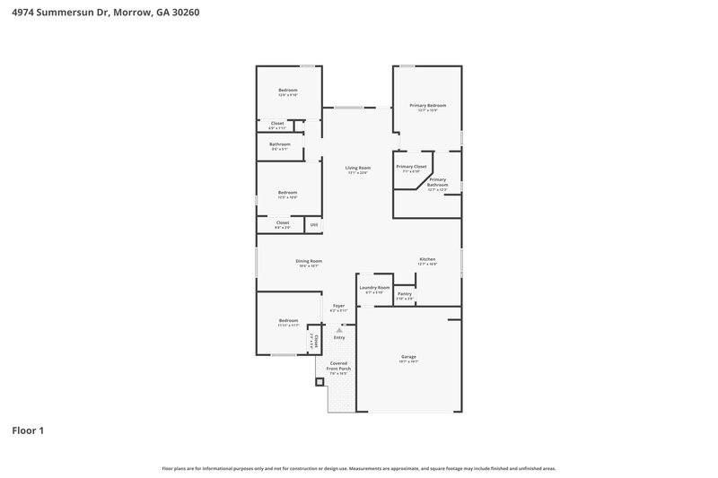 2,370/Mo, 4974 Summersun Drive Morrow, GA 30260 Floor Plan View