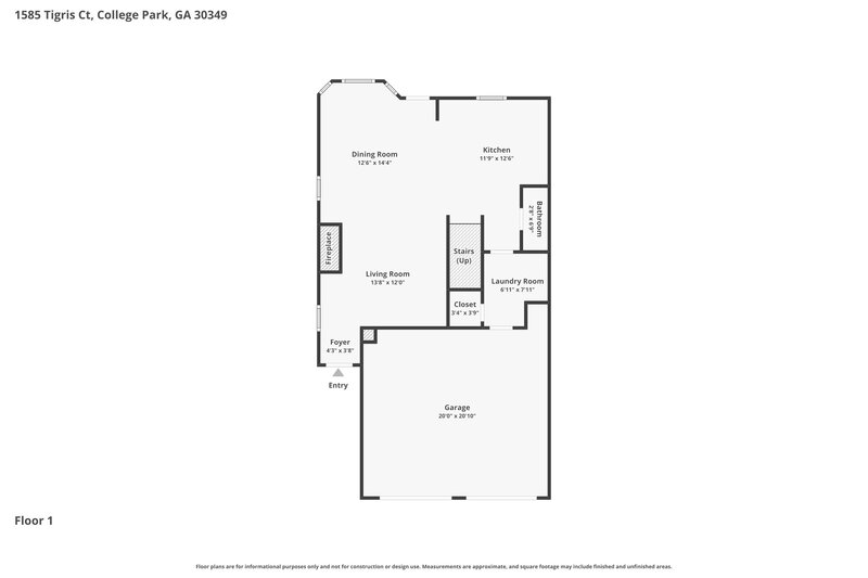 2,060/Mo, 1585 Tigris Ct College Park, GA 30349 Floor Plan View