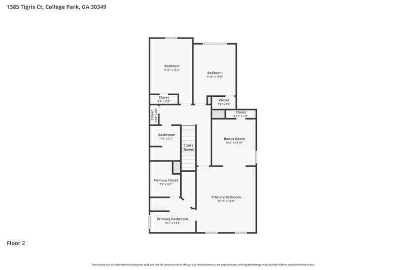 2,060/Mo, 1585 Tigris Ct College Park, GA 30349 Floor Plan View 2