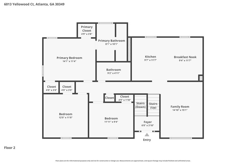 2,080/Mo, 6013 Yellowood Ct Atlanta, GA 30349 Floor Plan View 2