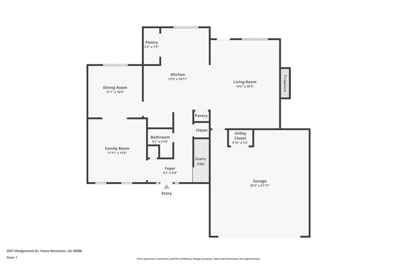 2,300/Mo, 2057 Wedgewood Drive Stone Mountain, GA 30088 Floor Plan View