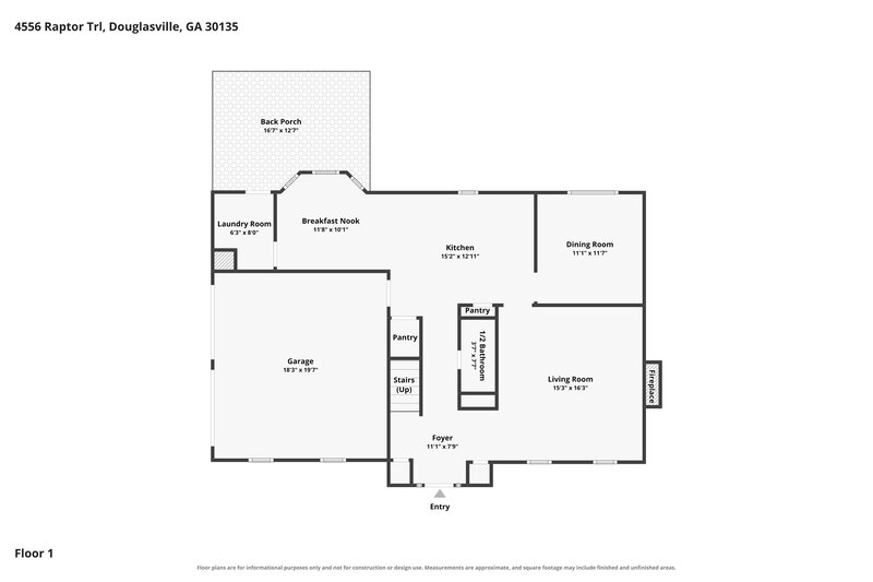 2,000/Mo, 4556 Raptor Trl Douglasville, GA 30135 Floor Plan View
