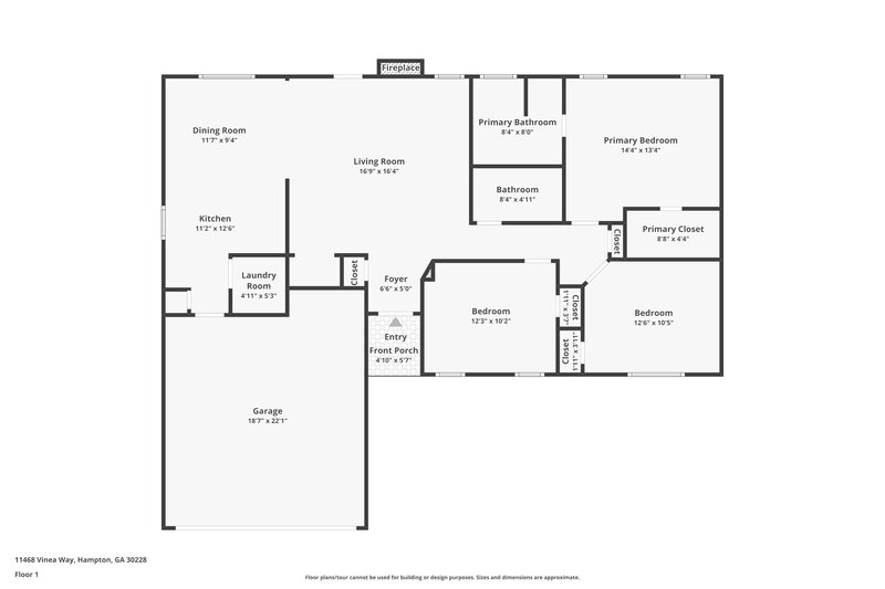 1,765/Mo, 11468 Vinea Way Hampton, GA 30228 Floor Plan View