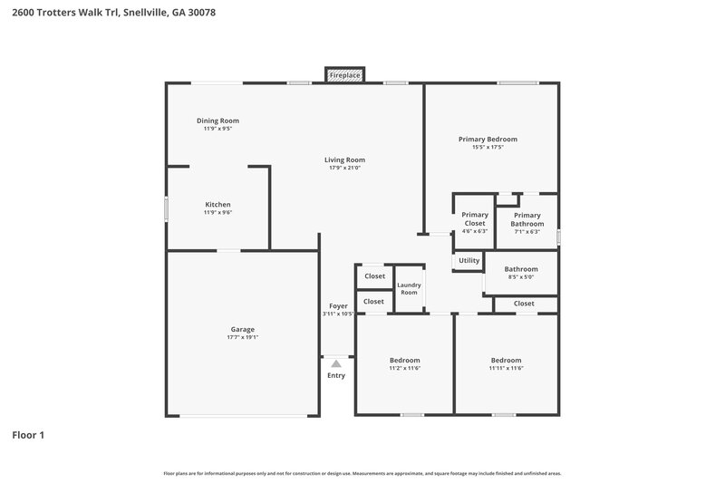 1,945/Mo, 2600 Trotters Walk Trl Snellville, GA 30078 Floor Plan View