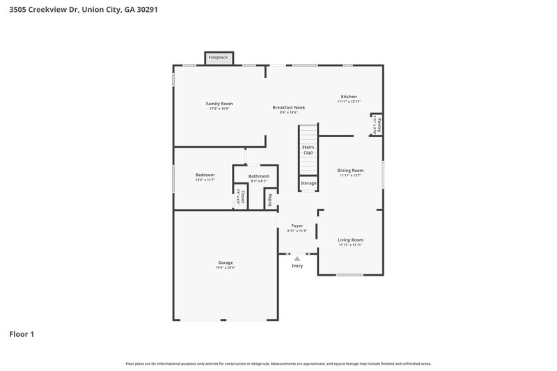 2,390/Mo, 3505 Creekview Dr Union City, GA 30291 Floor Plan View
