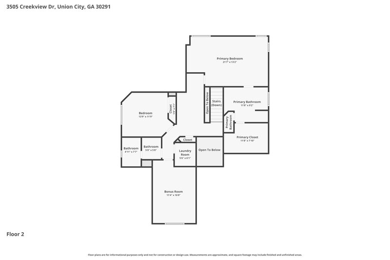 2,390/Mo, 3505 Creekview Dr Union City, GA 30291 Floor Plan View 2