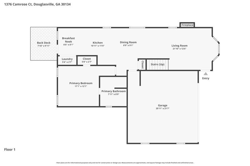 1,720/Mo, 1376 Camrose Court Douglasville, GA 30134 Floor Plan View