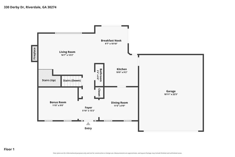 2,375/Mo, 330 Derby Drive Riverdale, GA 30274 Floor Plan View 2