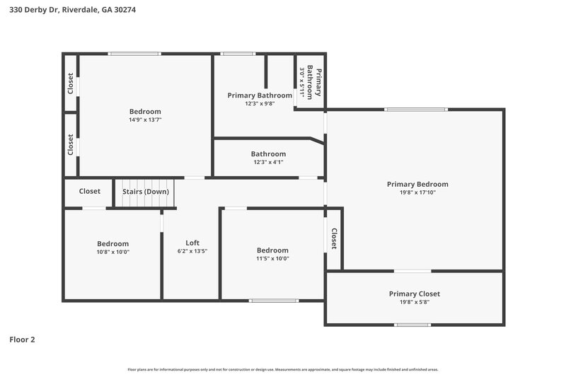 2,425/Mo, 330 Derby Drive Riverdale, GA 30274 Floor Plan View 3