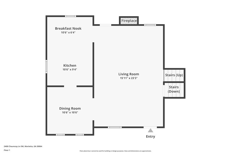 1,850/Mo, 2408 Chauncey Lane SW Marietta, GA 30064 Floor Plan View 2