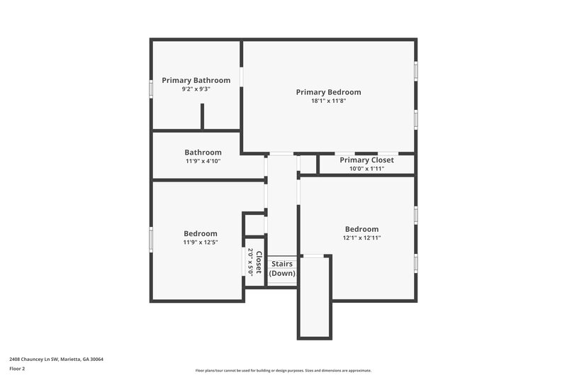 1,850/Mo, 2408 Chauncey Lane SW Marietta, GA 30064 Floor Plan View 3