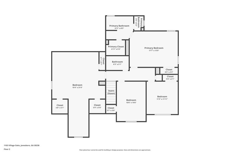 2,050/Mo, 1103 Village Oaks Jonesboro, GA 30238 Floor Plan View 2