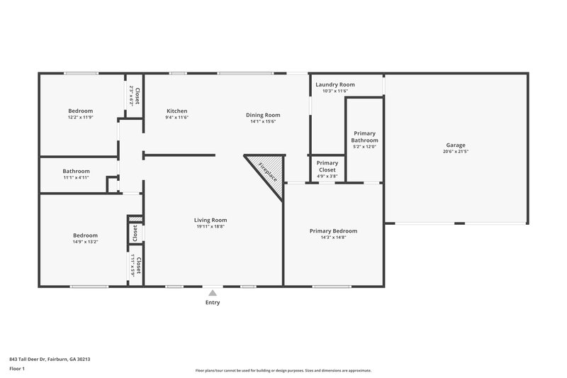 1,690/Mo, 843 Tall Deer Drive Fairburn, GA 30213 Floor Plan View