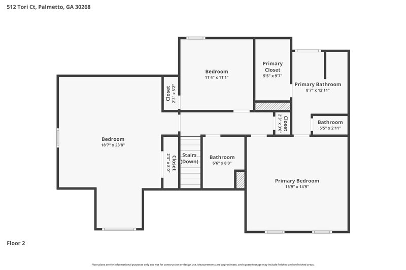 2,025/Mo, 512 Tori Ct Palmetto, GA 30268 Floor Plan View 2