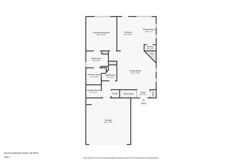 1,595/Mo, 236 Arrowhead Drive Dallas, GA 30132 Floor Plan View