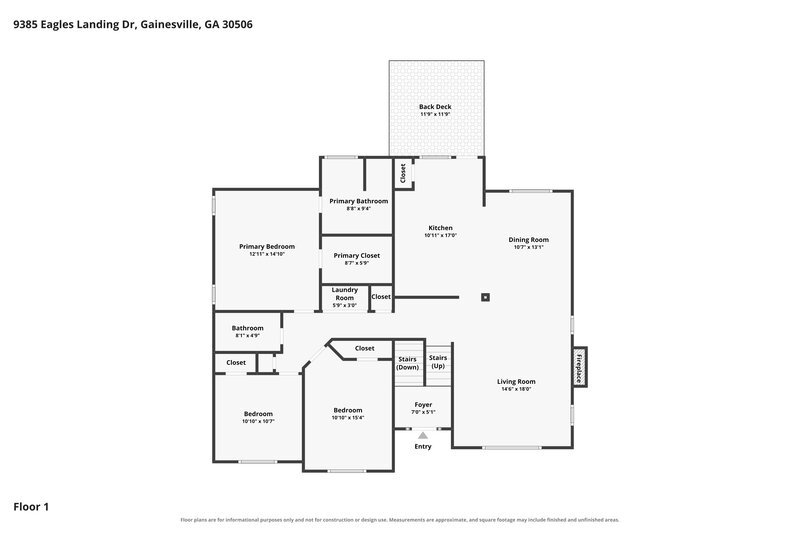 2,580/Mo, 9385 Eagles Landing Dr Gainesville, GA 30506 Floor Plan View