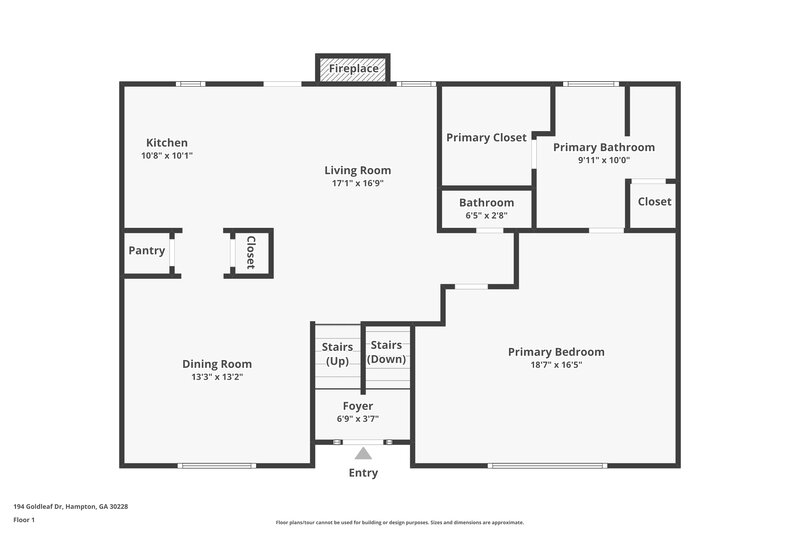 1,675/Mo, 194 Goldleaf Dr Hampton, GA 30228 Floor Plan View 2
