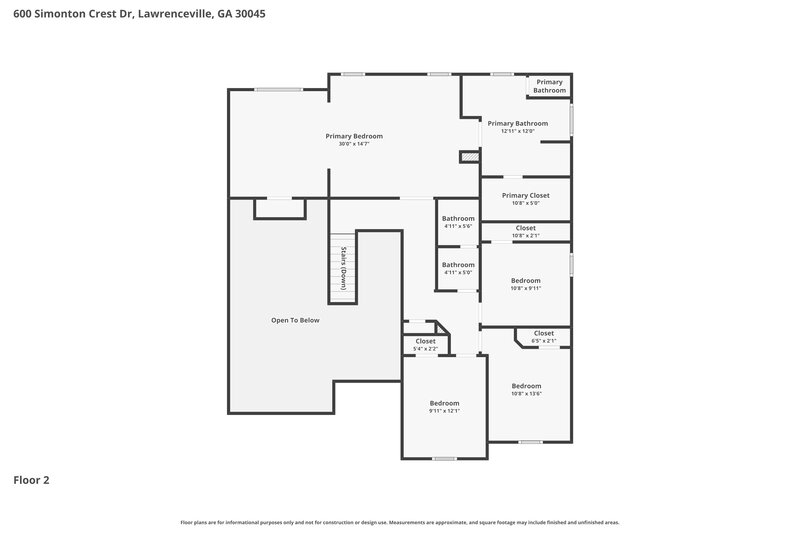 2,645/Mo, 600 Simonton Crest Dr Lawrenceville, GA 30045 Floor Plan View 2