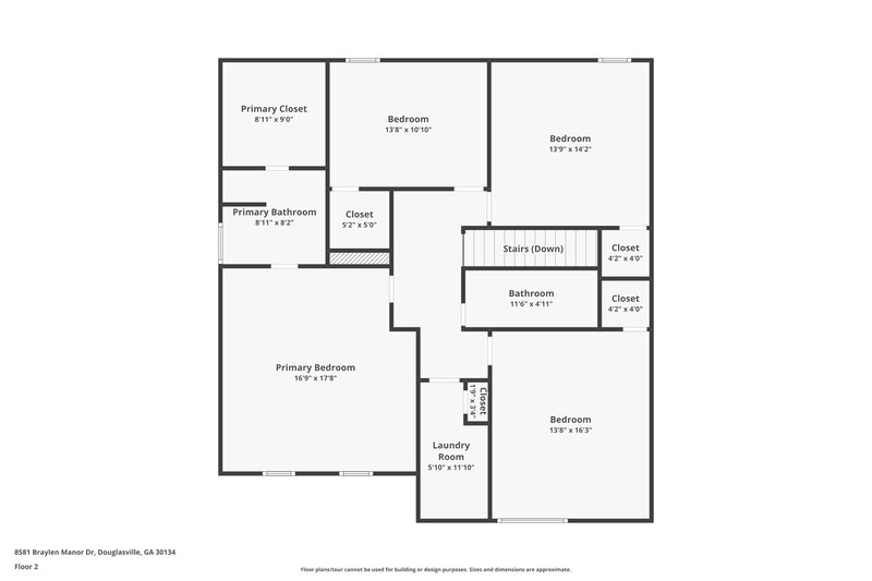 2,185/Mo, 8581 Braylen Manor Dr Douglasville, GA 30134 Floor Plan View 2