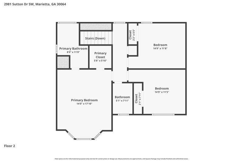2,690/Mo, 2981 Sutton Dr SW Marietta, GA 30064 Floor Plan View 2