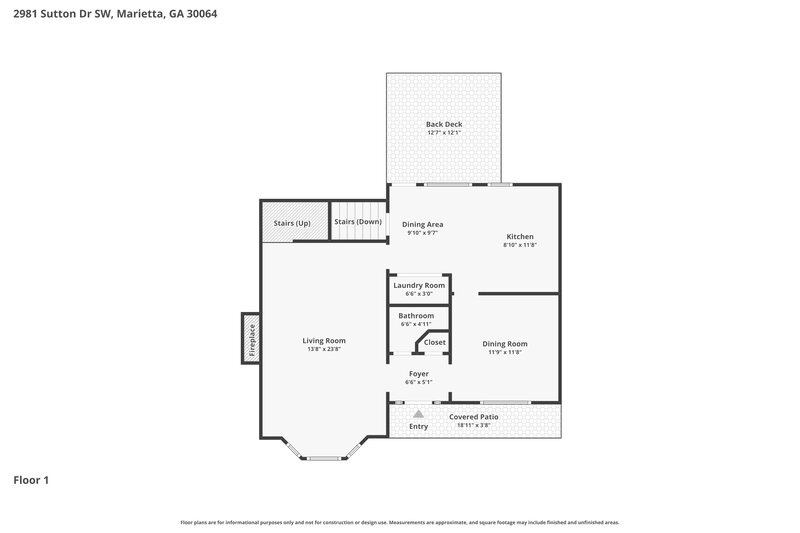 2,690/Mo, 2981 Sutton Dr SW Marietta, GA 30064 Floor Plan View 3