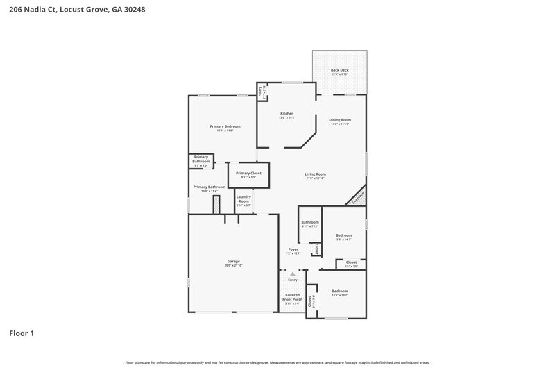 1,855/Mo, 206 Nadia Ct Locust Grove, GA 30248 Floor Plan View