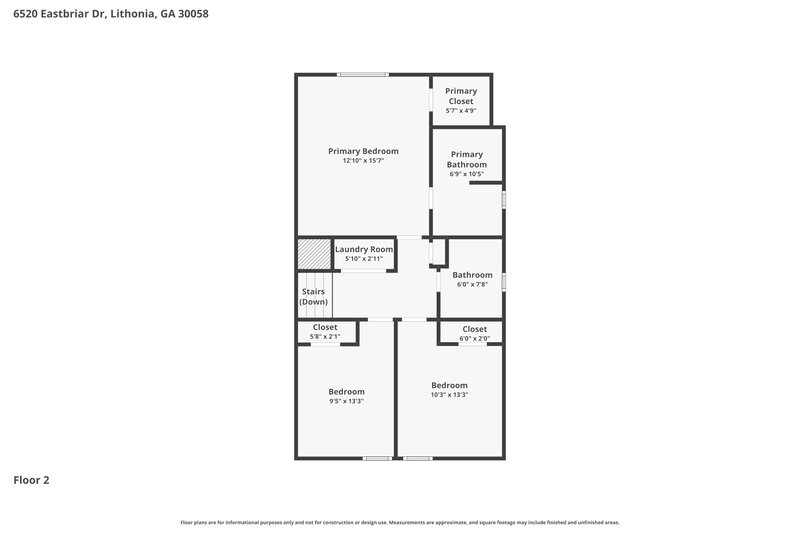 1,890/Mo, 6520 Eastbriar Dr Lithonia, GA 30058 Floorplan View 2
