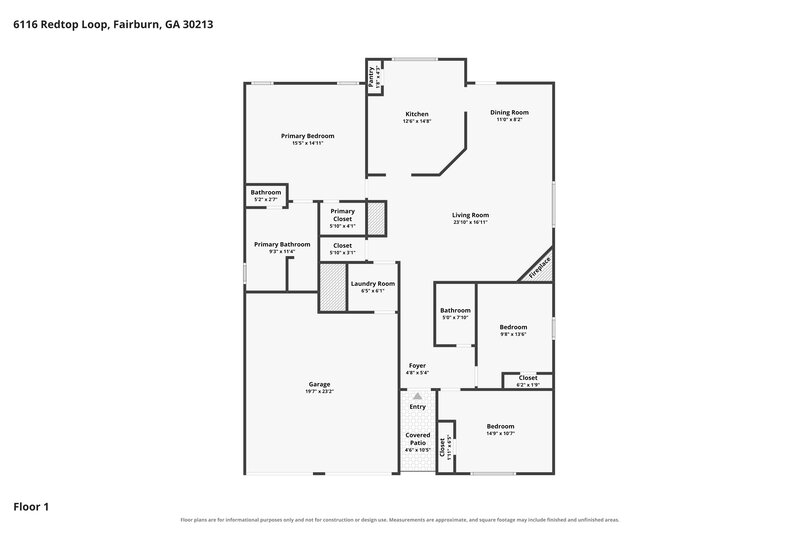 2,240/Mo, 6116 Redtop Loop Fairburn, GA 30213 Floor Plan View