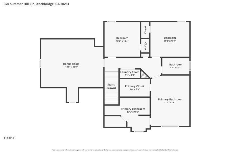 2,210/Mo, 370 Summer Hill Cir Stockbridge, GA 30281 Floor Plan View 2