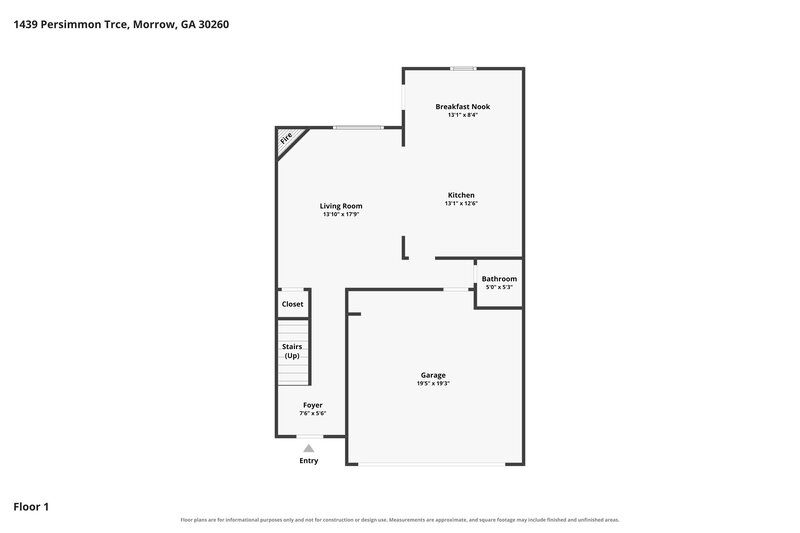 2,075/Mo, 1439 Persimmon Trace Morrow, GA 30260 Floor Plan View