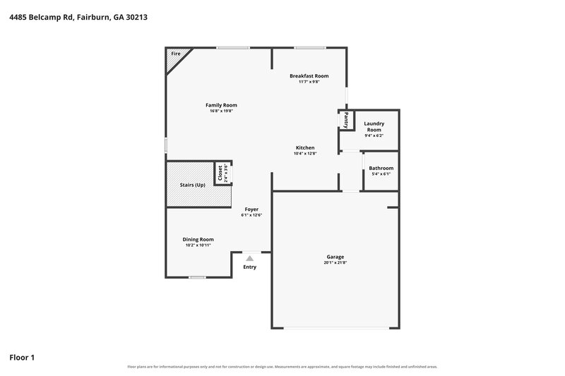 2,480/Mo, 4485 Belcamp Rd Fairburn, GA 30213 Floor Plan View