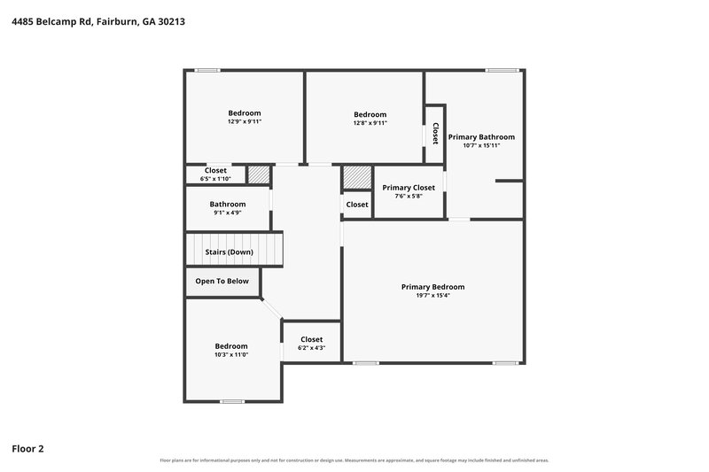 2,480/Mo, 4485 Belcamp Rd Fairburn, GA 30213 Floor Plan View 2