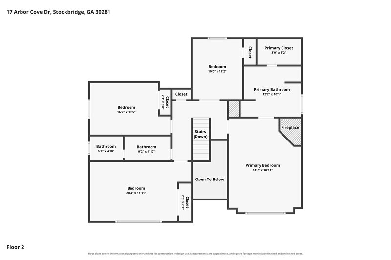2,660/Mo, 17 Arbor Cove Dr Stockbridge, GA 30281 Floor Plan View 2