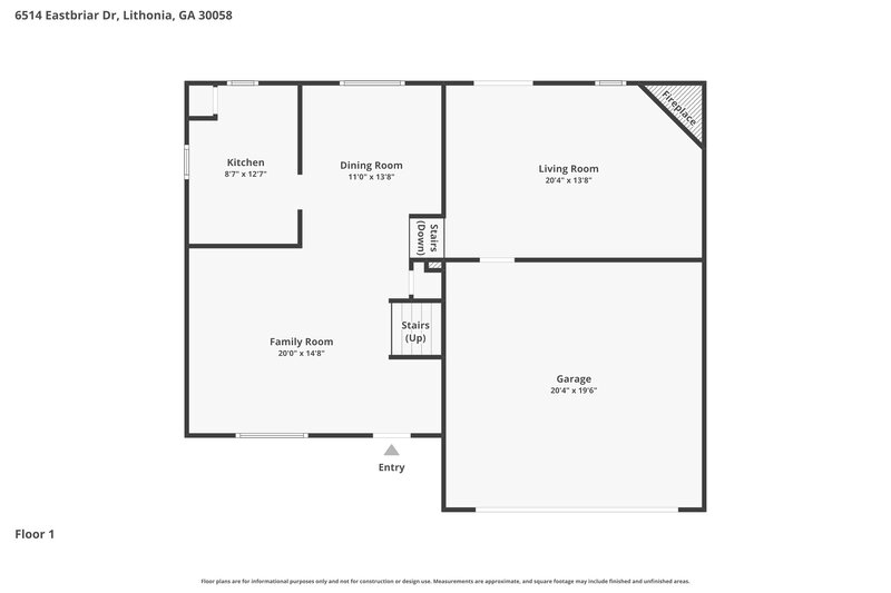 1,975/Mo, 6514 Eastbriar Dr Lithonia, GA 30058 Floor Plan View