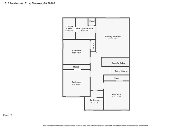 2,105/Mo, 1510 Persimmon Trace Morrow, GA 30260 Floor Plan View 2