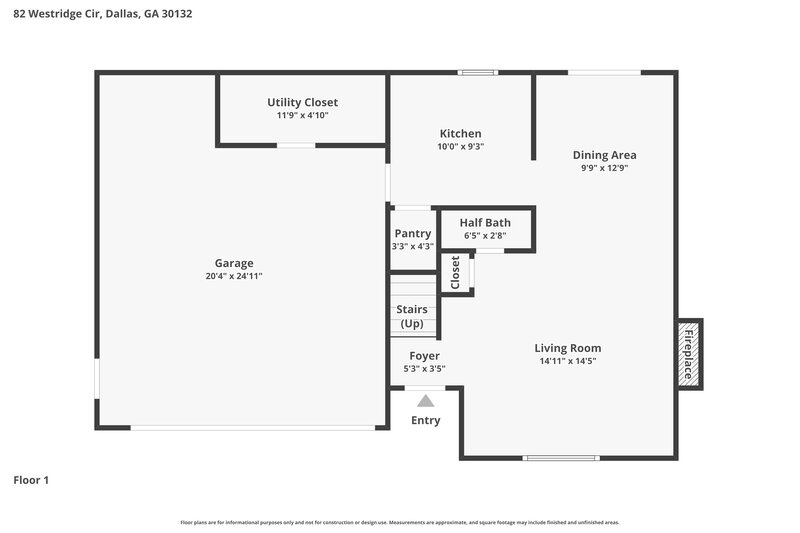 1,905/Mo, 82 Westridge Cir Dallas, GA 30132 Floor Plan View