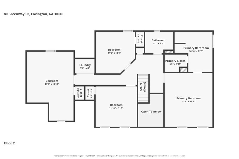 2,125/Mo, 80 Greenway Dr Covington, GA 30016 Floor Plan View 2