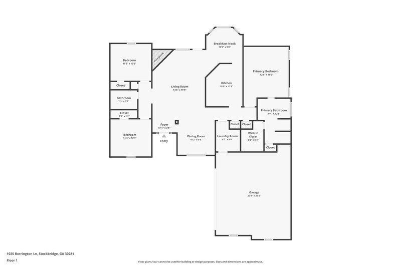 2,045/Mo, 1025 Borrington Ln Stockbridge, GA 30281 Floor Plan View