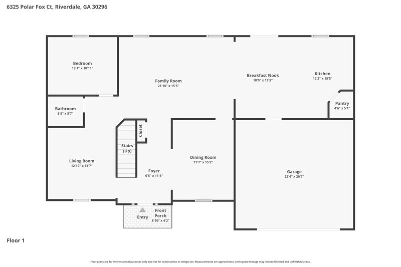 2,445/Mo, 6325 Polar Fox Ct Riverdale, GA 30296 Floor Plan View