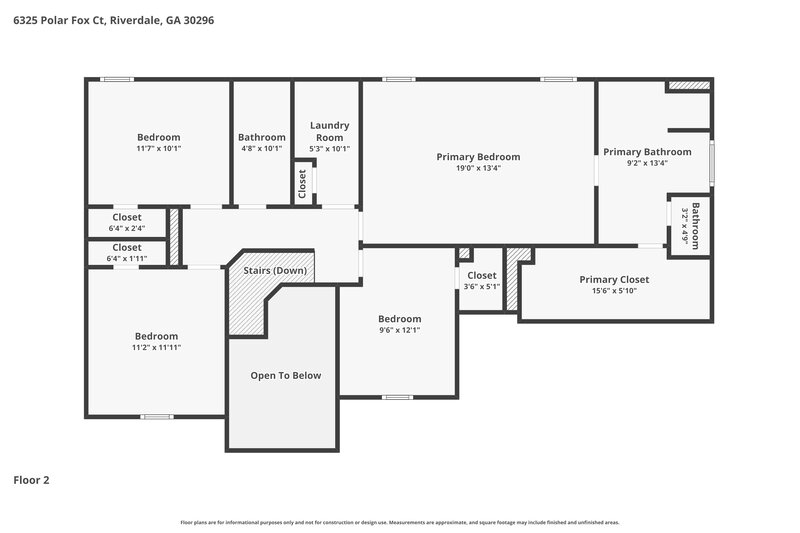 2,445/Mo, 6325 Polar Fox Ct Riverdale, GA 30296 Floor Plan View 2