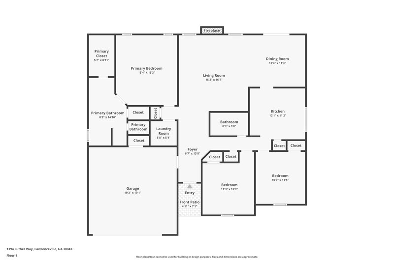 1,925/Mo, 1394 Luther Way Lawrenceville, GA 30043 Floor Plan View